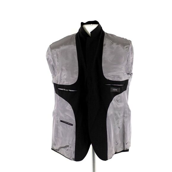 DAMAGED Cezani Wool Black 3 Button Blazer 42R Tiny‎ Holes On Lapel - Picture 13 of 15